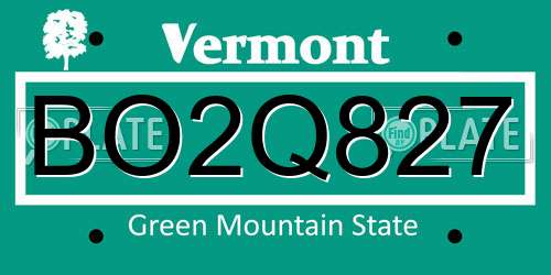 BO2Q827 Vermont License Plate