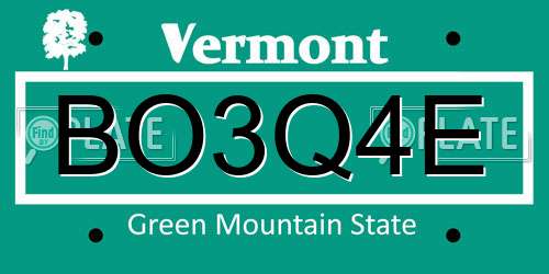 BO3Q4E Vermont License Plate