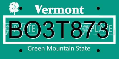 BO3T873 Vermont License Plate