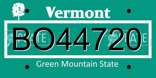BO44720 Vermont License Plate