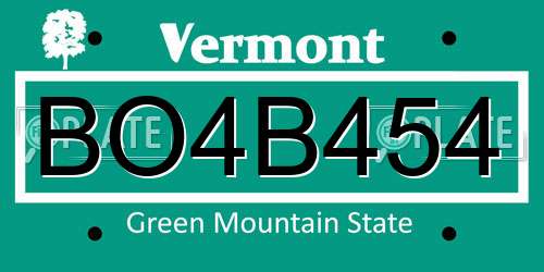 BO4B454 Vermont License Plate