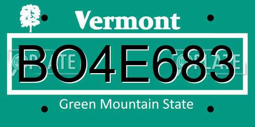 BO4E683 Vermont License Plate