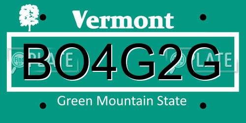 BO4G2G Vermont License Plate