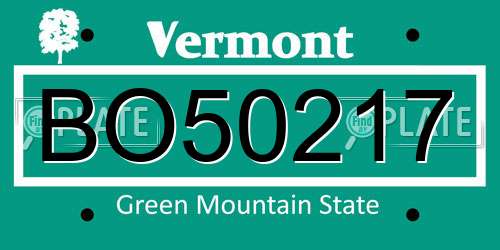 BO50217 Vermont License Plate