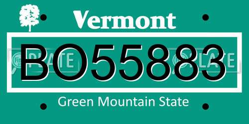 BO55883 Vermont License Plate