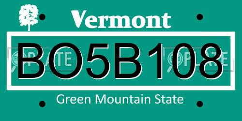 BO5B108 Vermont License Plate