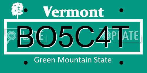 BO5C4T Vermont License Plate