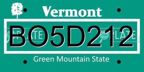 BO5D212 Vermont License Plate