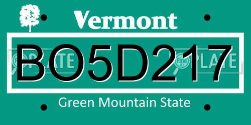 BO5D217 Vermont License Plate