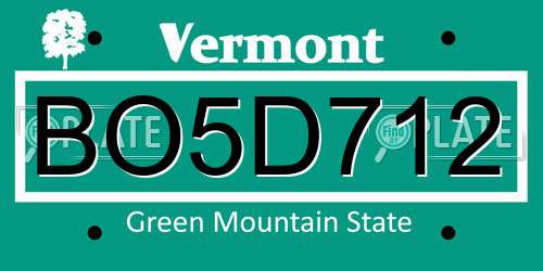 BO5D712 Vermont License Plate