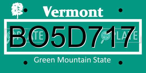 BO5D717 Vermont License Plate
