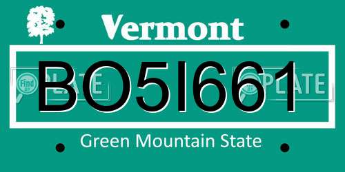 BO5I661 Vermont License Plate