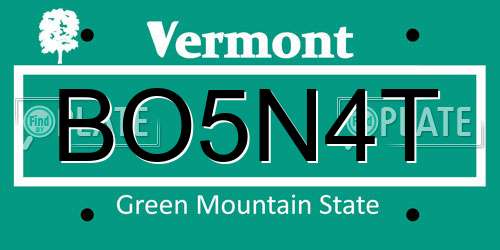 BO5N4T Vermont License Plate