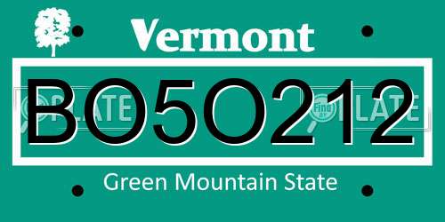 BO5O212 Vermont License Plate