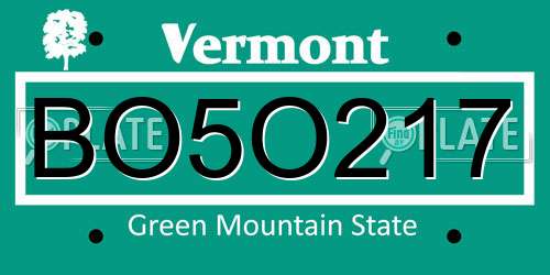 BO5O217 Vermont License Plate