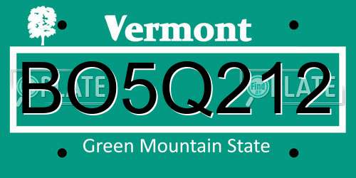 BO5Q212 Vermont License Plate