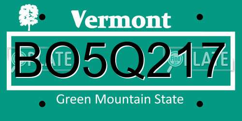 BO5Q217 Vermont License Plate