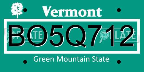 BO5Q712 Vermont License Plate
