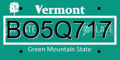 BO5Q717 Vermont License Plate