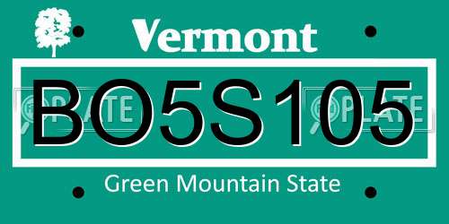 BO5S105 Vermont License Plate