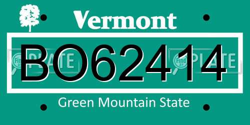 BO62414 Vermont License Plate
