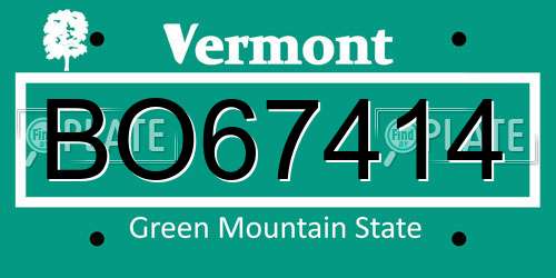 BO67414 Vermont License Plate