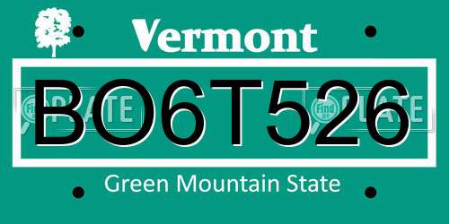BO6T526 Vermont License Plate