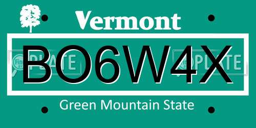 BO6W4X Vermont License Plate