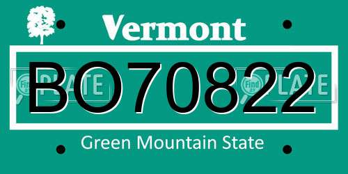 BO70822 Vermont License Plate