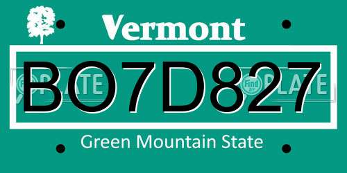 BO7D827 Vermont License Plate