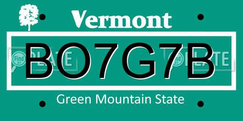 BO7G7B Vermont License Plate