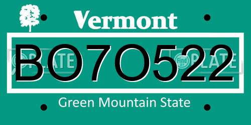 BO7O522 Vermont License Plate