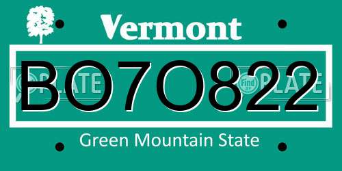 BO7O822 Vermont License Plate
