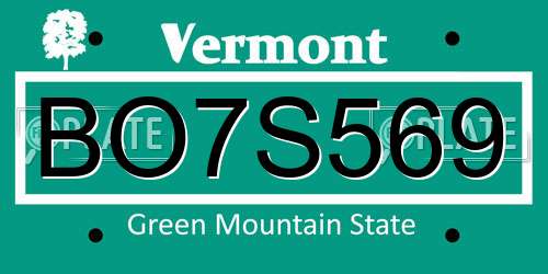 BO7S569 Vermont License Plate