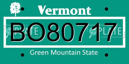 BO80717 Vermont License Plate