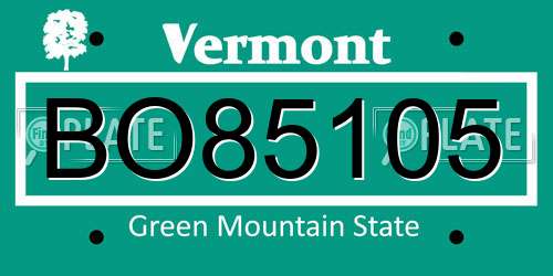 BO85105 Vermont License Plate