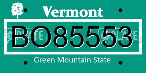 BO85553 Vermont License Plate