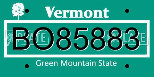 BO85883 Vermont License Plate
