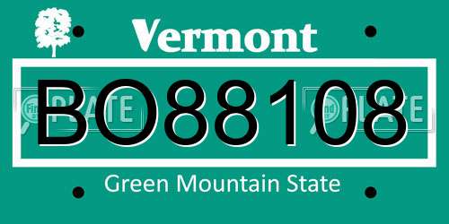 BO88108 Vermont License Plate