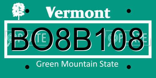 BO8B108 Vermont License Plate