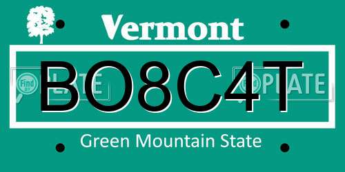 BO8C4T Vermont License Plate