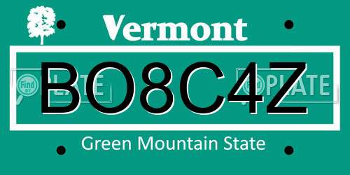 BO8C4Z Vermont License Plate