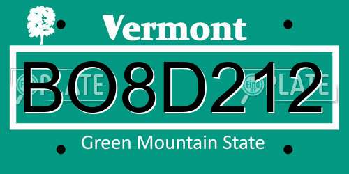 BO8D212 Vermont License Plate
