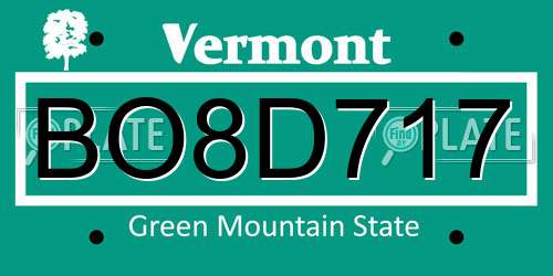 BO8D717 Vermont License Plate