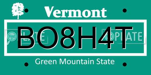 BO8H4T Vermont License Plate