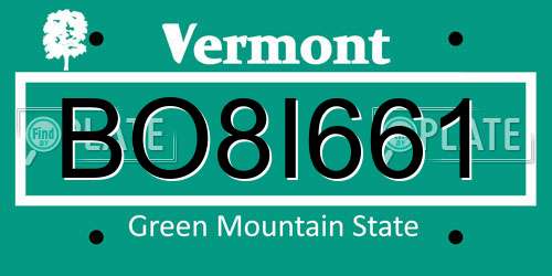 BO8I661 Vermont License Plate