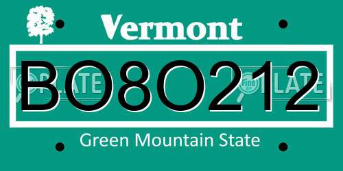 BO8O212 Vermont License Plate