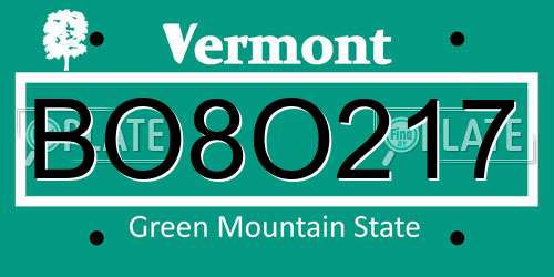 BO8O217 Vermont License Plate