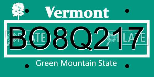 BO8Q217 Vermont License Plate
