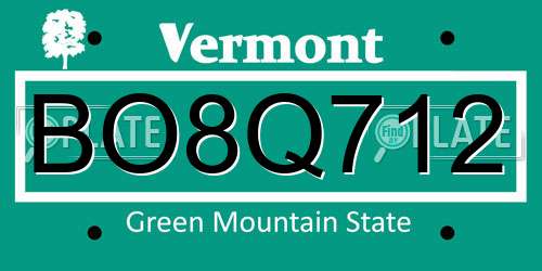 BO8Q712 Vermont License Plate